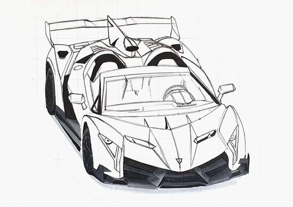 How to Draw a Lamborghini Veneno Roadster in 14 Simple Steps